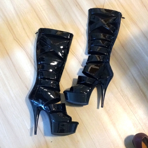 Pleaser Cut-out Gladiator Stiletto Boots - Picture 4 of 12